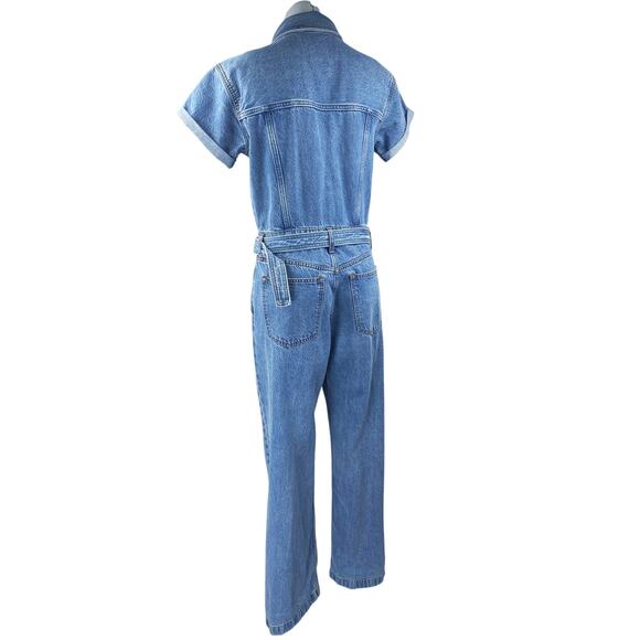 Abercrombie & Fitch Blue Short Sleeve Button Up Denim Jean Jumpsuit Size S - Picture 2 of 5
